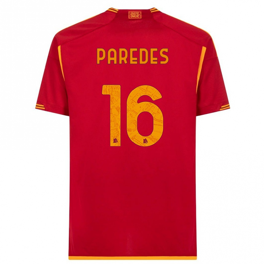 Kinder Fußball Leandro Paredes #16 Rot Heimtrikot Trikot 2023/24 T-Shirt Luxemburg