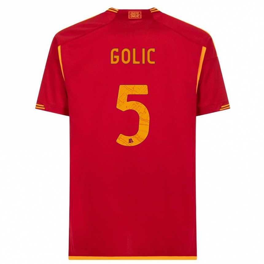 Kinder Fußball Lovro Golic #5 Rot Heimtrikot Trikot 2023/24 T-Shirt Luxemburg