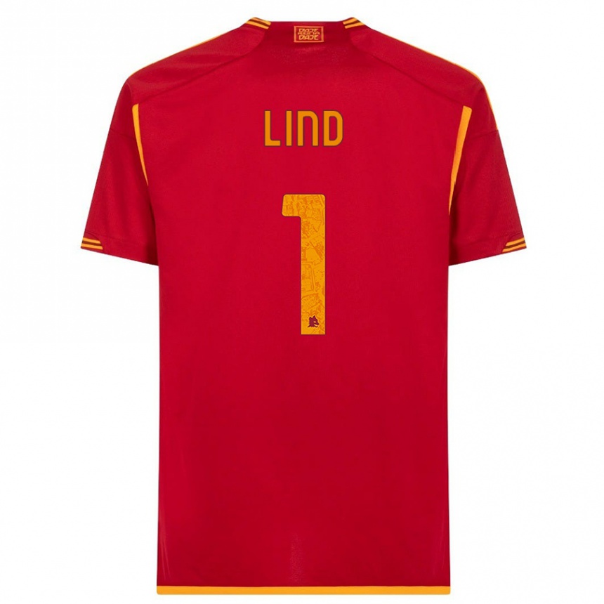 Kinder Fußball Emma Lind #1 Rot Heimtrikot Trikot 2023/24 T-Shirt Luxemburg