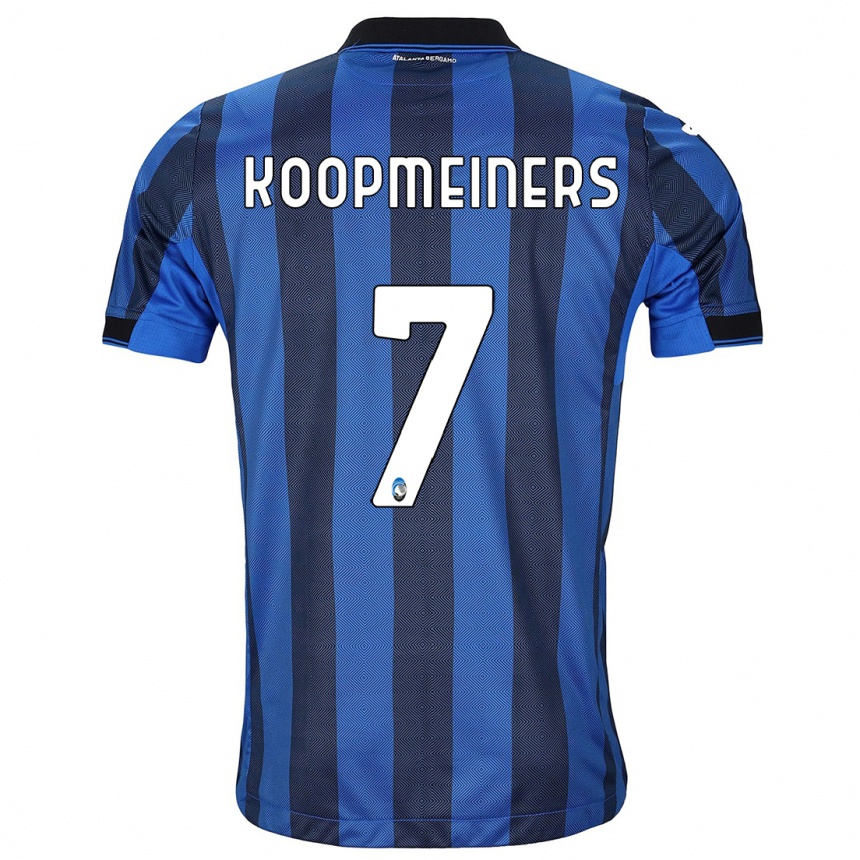 Kinder Fußball Teun Koopmeiners #7 Schwarz Blau Heimtrikot Trikot 2023/24 T-Shirt Luxemburg