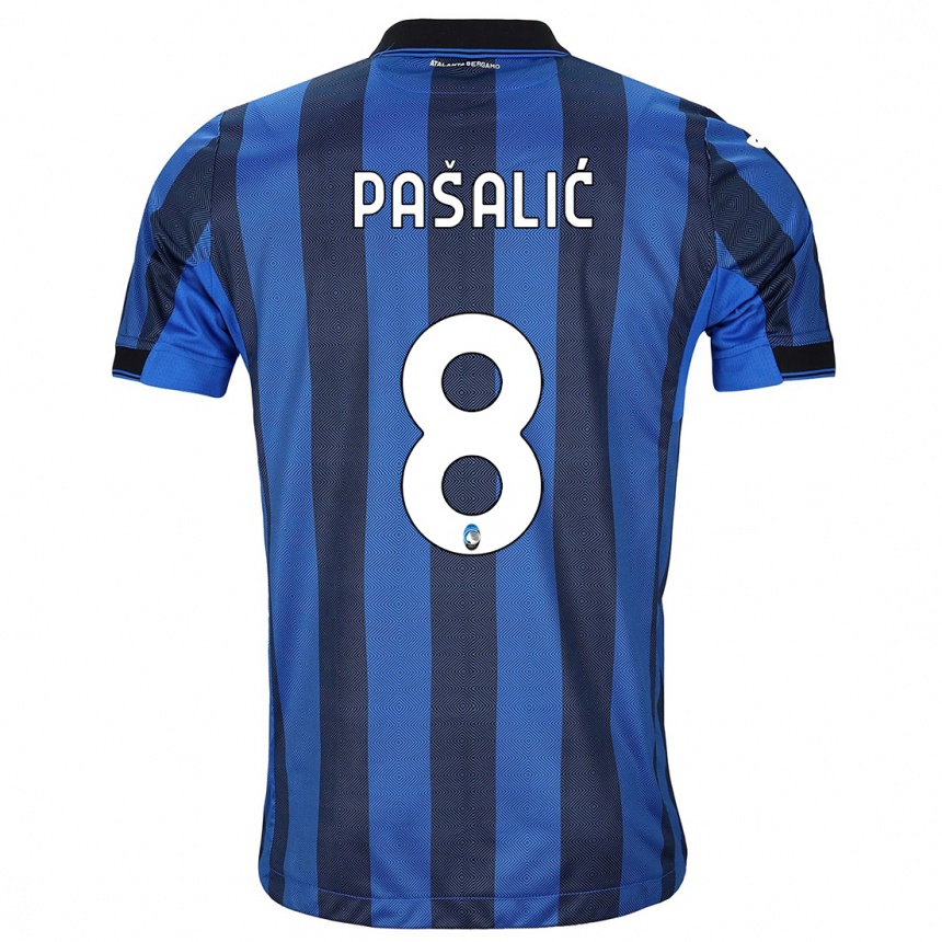 Kinder Fußball Mario Pasalic #8 Schwarz Blau Heimtrikot Trikot 2023/24 T-Shirt Luxemburg