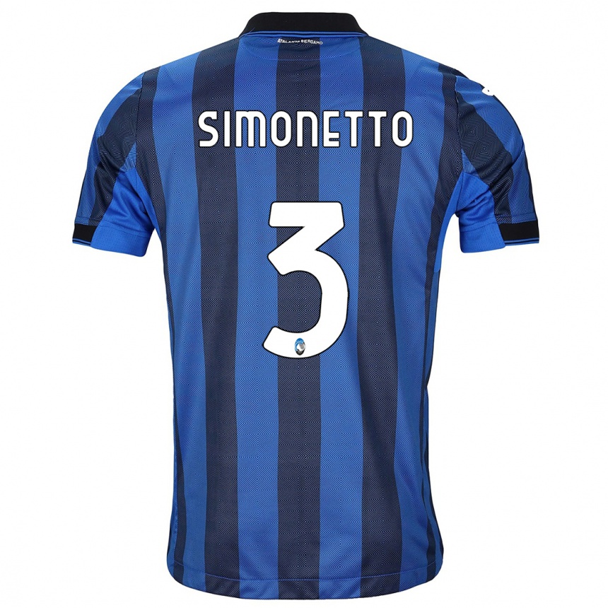 Kinder Fußball Federico Simonetto #3 Schwarz Blau Heimtrikot Trikot 2023/24 T-Shirt Luxemburg