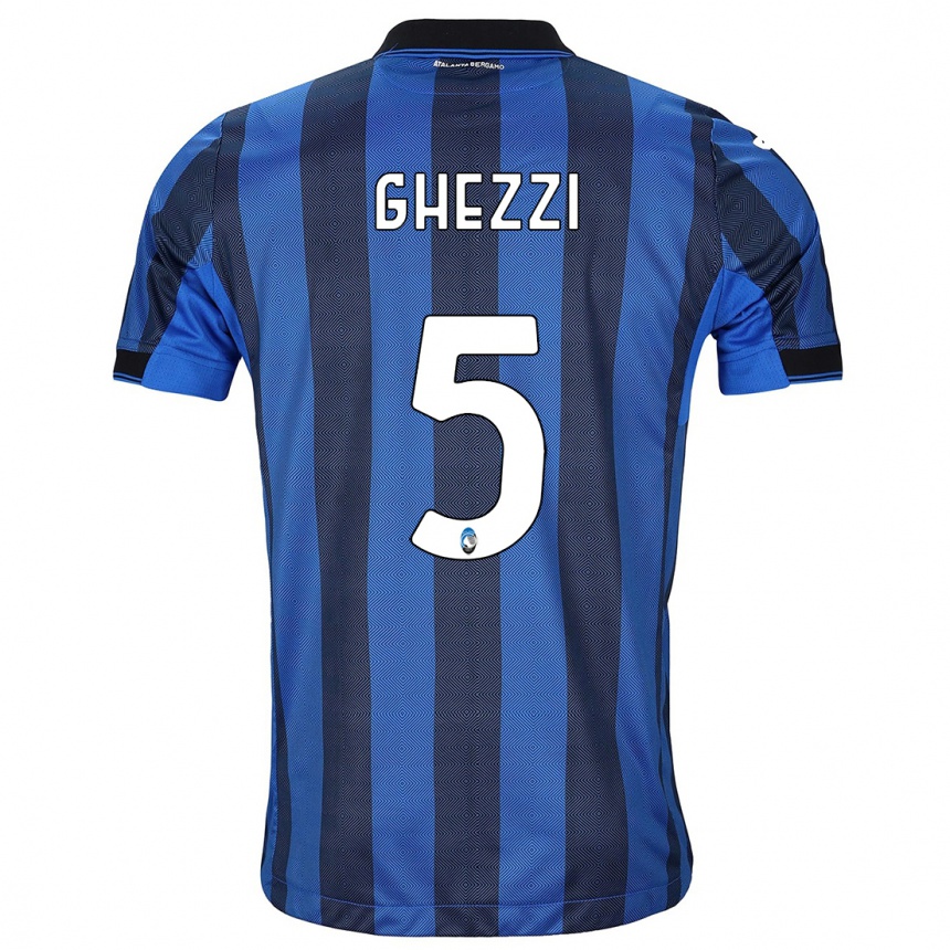 Kinder Fußball Samuele Ghezzi #5 Schwarz Blau Heimtrikot Trikot 2023/24 T-Shirt Luxemburg
