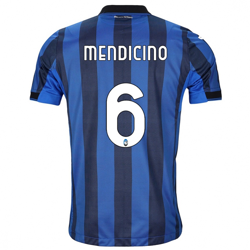 Kinder Fußball Leonardo Mendicino #6 Schwarz Blau Heimtrikot Trikot 2023/24 T-Shirt Luxemburg