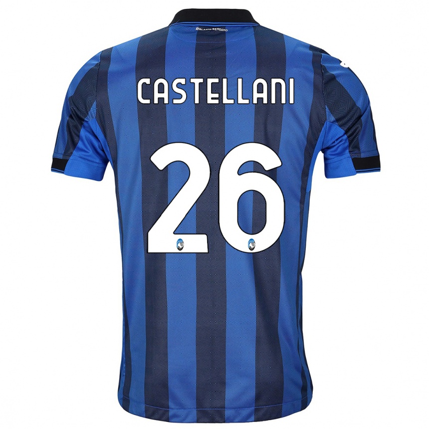 Kinder Fußball Eleonora Castellani #26 Schwarz Blau Heimtrikot Trikot 2023/24 T-Shirt Luxemburg