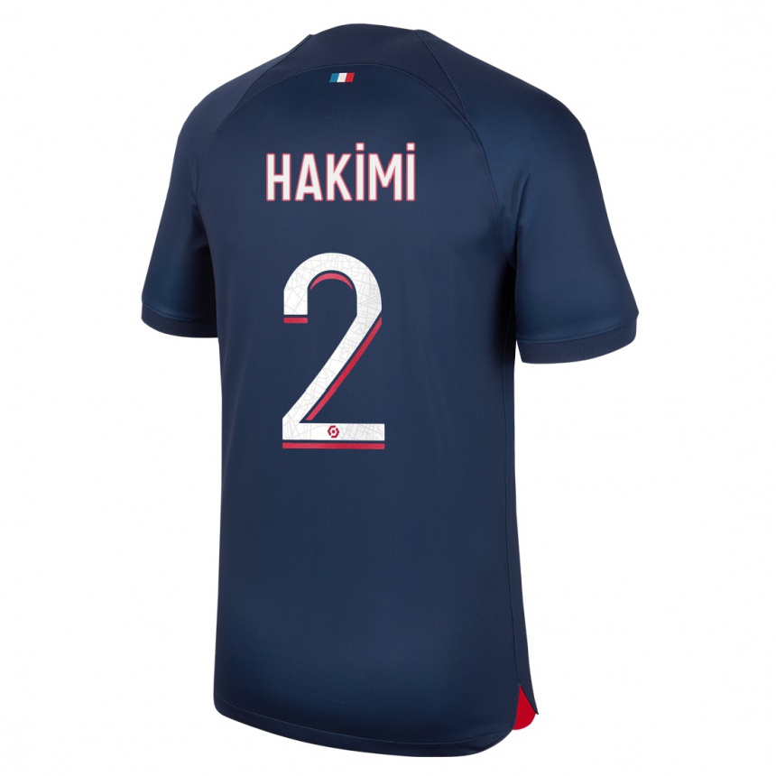 Kinder Fußball Achraf Hakimi #2 Blau Rot Heimtrikot Trikot 2023/24 T-Shirt Luxemburg
