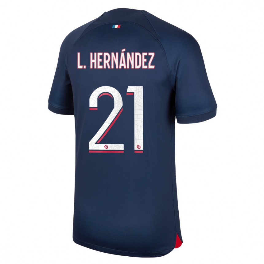 Kinder Fußball Lucas Hernandez #21 Blau Rot Heimtrikot Trikot 2023/24 T-Shirt Luxemburg