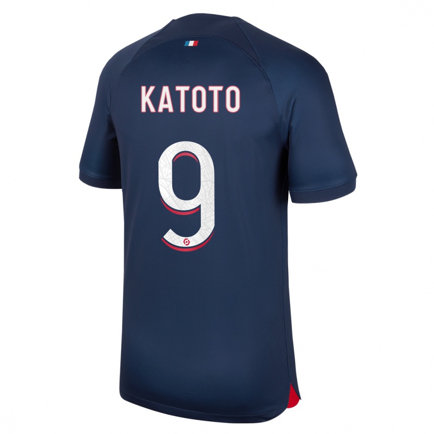 Kinder Fußball Marie-Antoinette Katoto #9 Blau Rot Heimtrikot Trikot 2023/24 T-Shirt Luxemburg