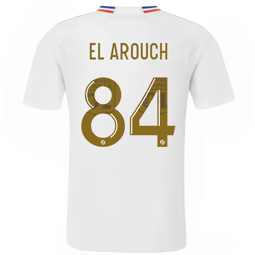 Kinder Fußball Mohamed El Arouch #84 Weiß Heimtrikot Trikot 2023/24 T-Shirt Luxemburg