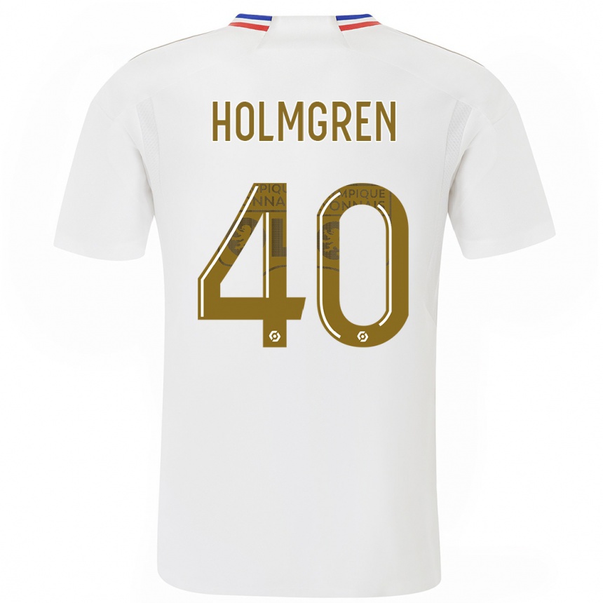 Kinder Fußball Emma Holmgren #40 Weiß Heimtrikot Trikot 2023/24 T-Shirt Luxemburg