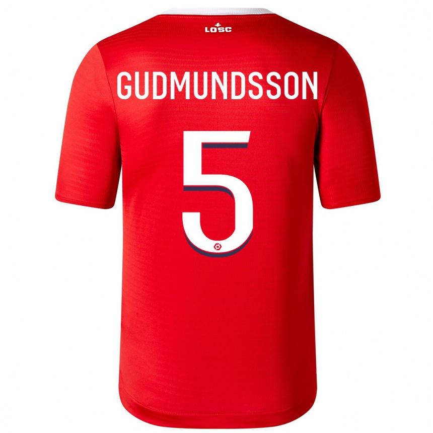Kinder Fußball Gabriel Gudmundsson #5 Rot Heimtrikot Trikot 2023/24 T-Shirt Luxemburg
