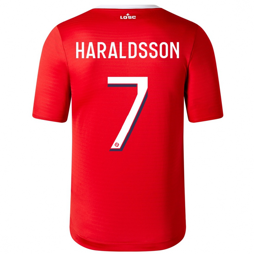 Kinder Fußball Hákon Arnar Haraldsson #7 Rot Heimtrikot Trikot 2023/24 T-Shirt Luxemburg