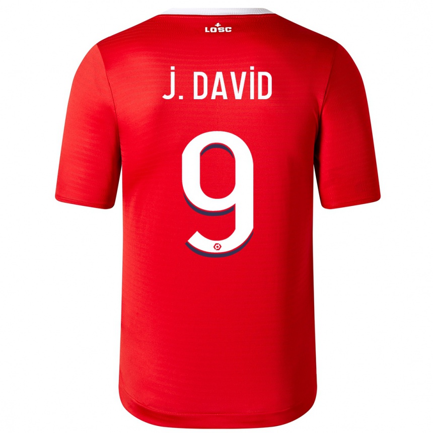 Kinder Fußball Jonathan David #9 Rot Heimtrikot Trikot 2023/24 T-Shirt Luxemburg