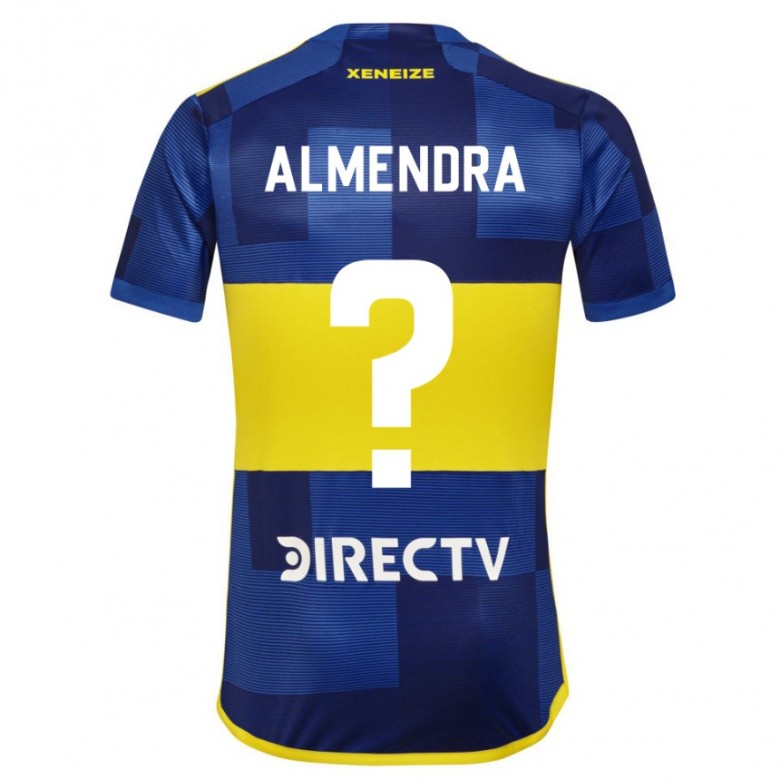 Kinder Fußball Agustin Almendra #0 Dunkelblau Gelb Heimtrikot Trikot 2023/24 T-Shirt Luxemburg