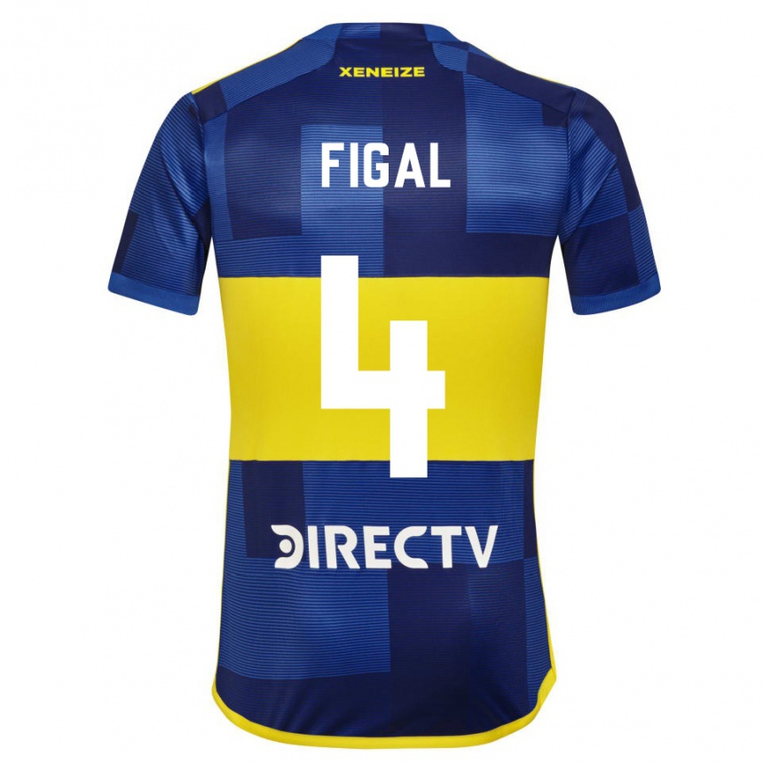Kinder Fußball Nicolas Figal #4 Dunkelblau Gelb Heimtrikot Trikot 2023/24 T-Shirt Luxemburg