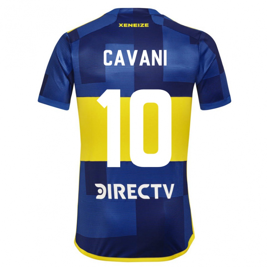 Kinder Fußball Edinson Cavani #10 Dunkelblau Gelb Heimtrikot Trikot 2023/24 T-Shirt Luxemburg