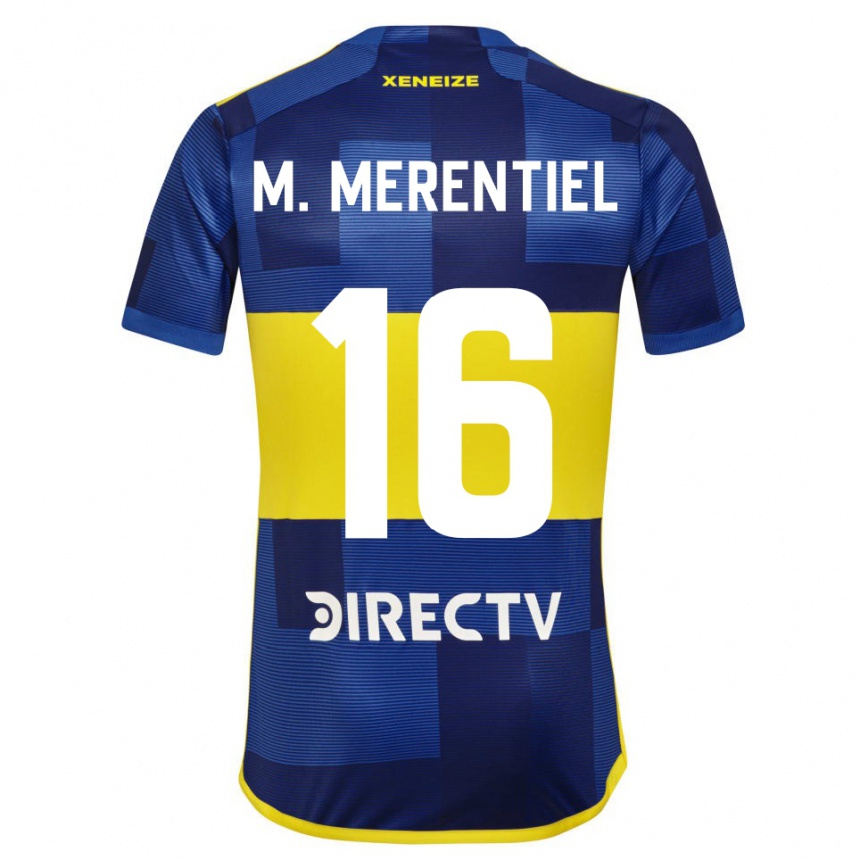 Kinder Fußball Miguel Merentiel #16 Dunkelblau Gelb Heimtrikot Trikot 2023/24 T-Shirt Luxemburg