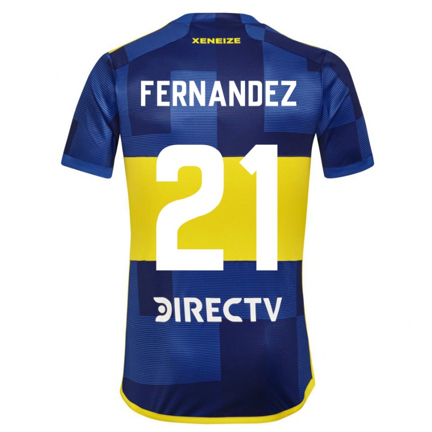 Kinder Fußball Ezequiel Fernández #21 Dunkelblau Gelb Heimtrikot Trikot 2023/24 T-Shirt Luxemburg
