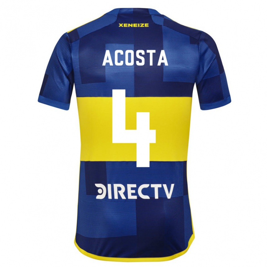 Kinder Fußball Natan Acosta #4 Dunkelblau Gelb Heimtrikot Trikot 2023/24 T-Shirt Luxemburg