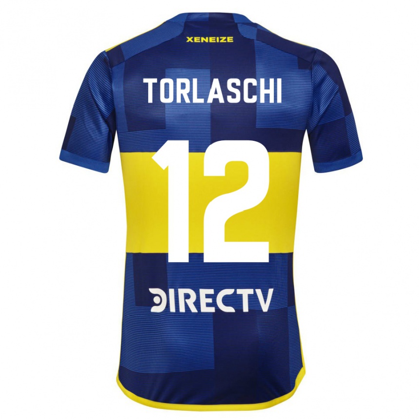 Kinder Fußball Lucas Torlaschi #12 Dunkelblau Gelb Heimtrikot Trikot 2023/24 T-Shirt Luxemburg