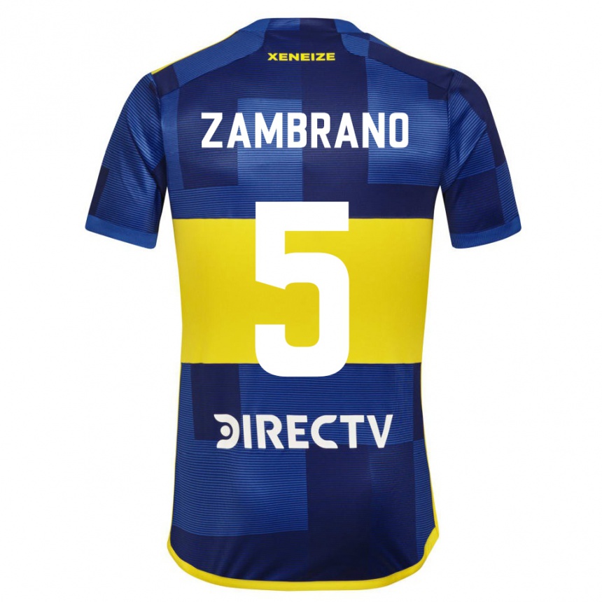 Kinder Fußball Carlos Zambrano #5 Dunkelblau Gelb Heimtrikot Trikot 2023/24 T-Shirt Luxemburg