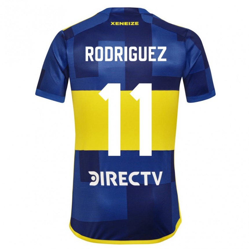 Kinder Fußball Yamila Rodriguez #11 Dunkelblau Gelb Heimtrikot Trikot 2023/24 T-Shirt Luxemburg