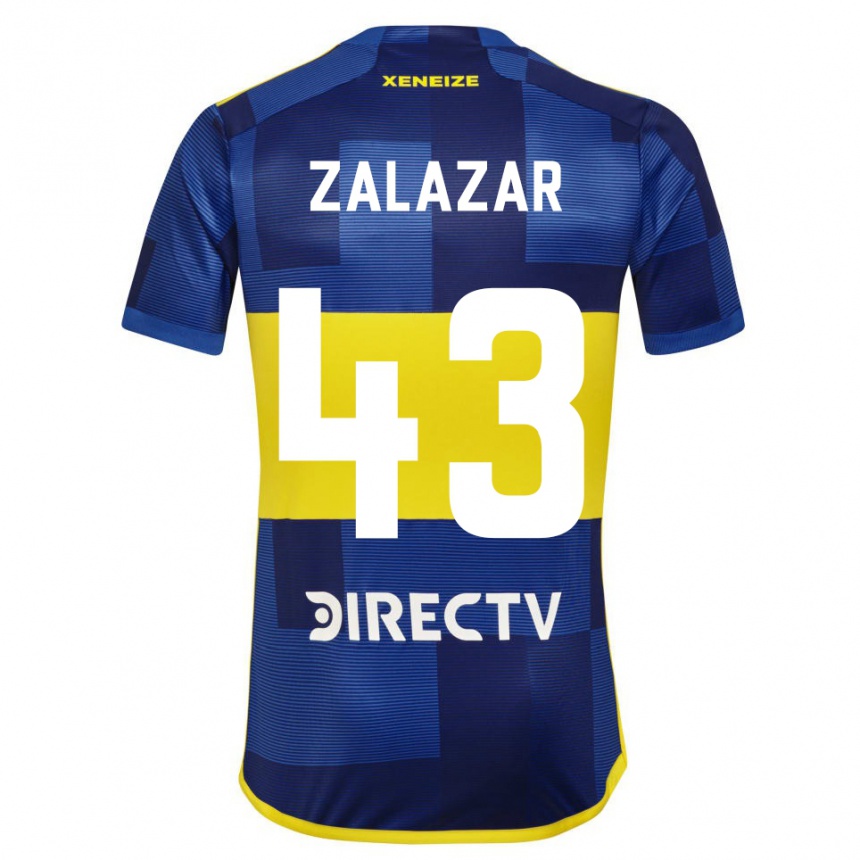 Kinder Fußball Maximiliano Zalazar #43 Dunkelblau Gelb Heimtrikot Trikot 2023/24 T-Shirt Luxemburg