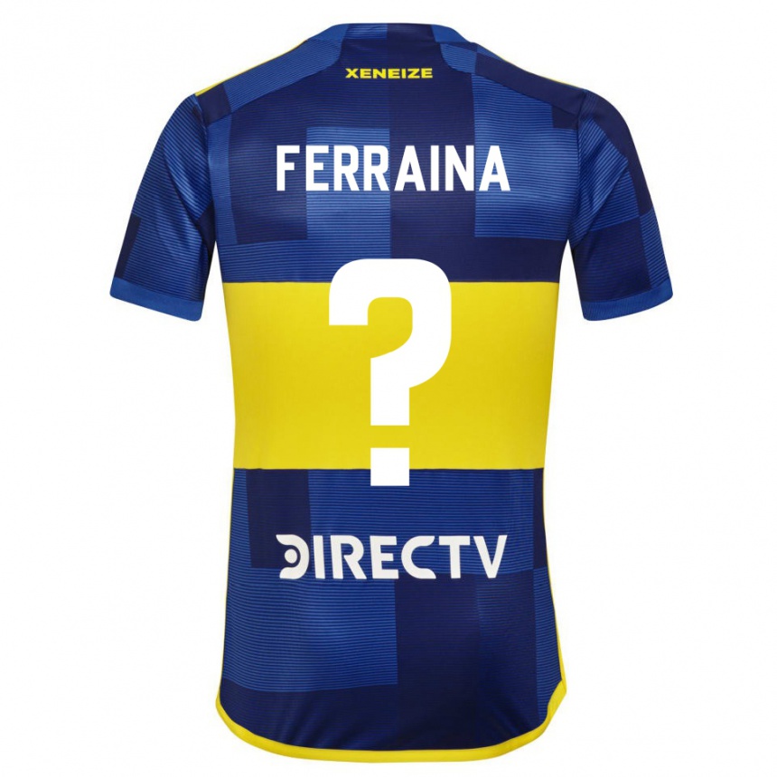 Kinder Fußball Giovanni Ferraina #0 Dunkelblau Gelb Heimtrikot Trikot 2023/24 T-Shirt Luxemburg