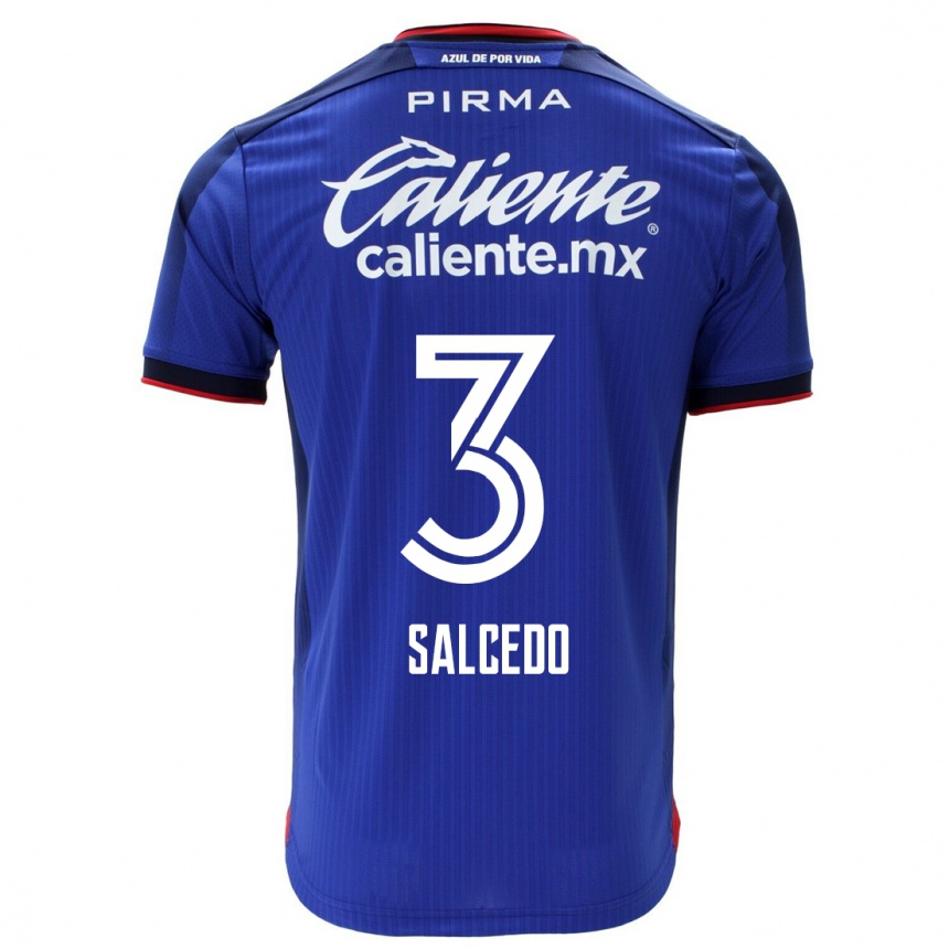 Kinder Fußball Carlos Salcedo #3 Blau Heimtrikot Trikot 2023/24 T-Shirt Luxemburg