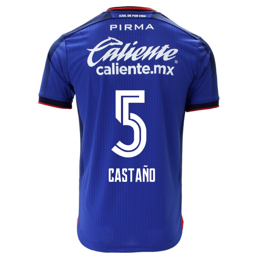 Kinder Fußball Kevin Castaño #5 Blau Heimtrikot Trikot 2023/24 T-Shirt Luxemburg
