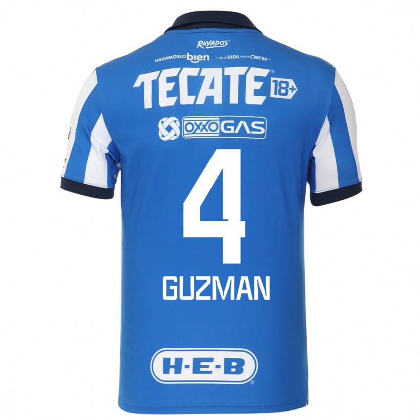 Kinder Fußball Víctor Guzmán #4 Blau Weiss Heimtrikot Trikot 2023/24 T-Shirt Luxemburg
