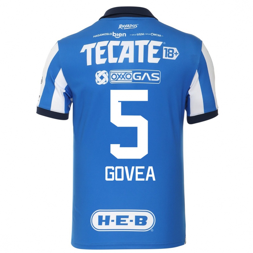 Kinder Fußball Omar Govea #5 Blau Weiss Heimtrikot Trikot 2023/24 T-Shirt Luxemburg