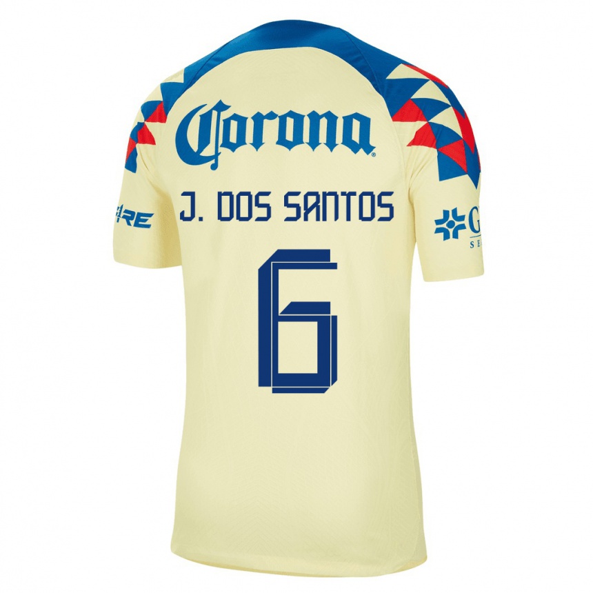 Kinder Fußball Jonathan Dos Santos #6 Gelb Heimtrikot Trikot 2023/24 T-Shirt Luxemburg