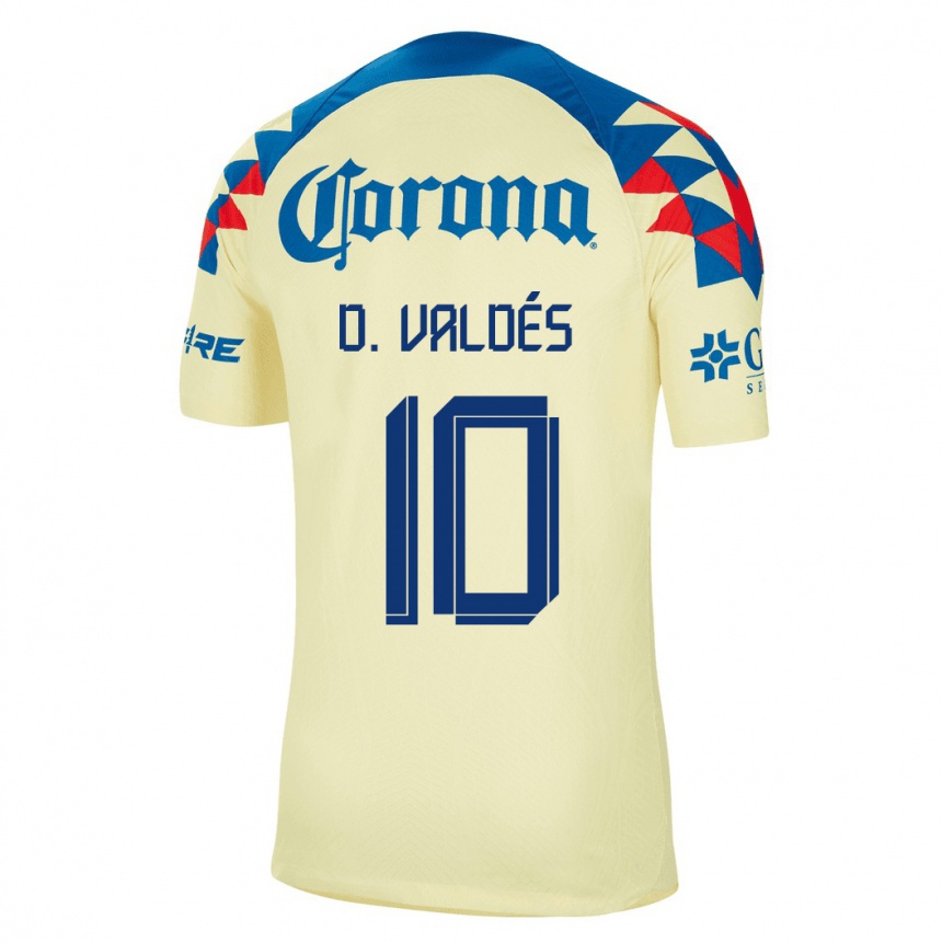 Kinder Fußball Diego Valdés #10 Gelb Heimtrikot Trikot 2023/24 T-Shirt Luxemburg