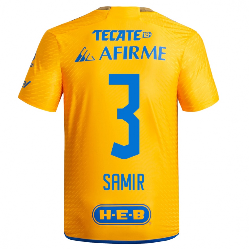 Kinder Fußball Samir Caetano #3 Gelb Heimtrikot Trikot 2023/24 T-Shirt Luxemburg