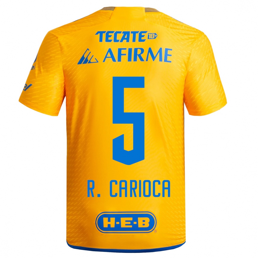 Kinder Fußball Rafael Carioca #5 Gelb Heimtrikot Trikot 2023/24 T-Shirt Luxemburg