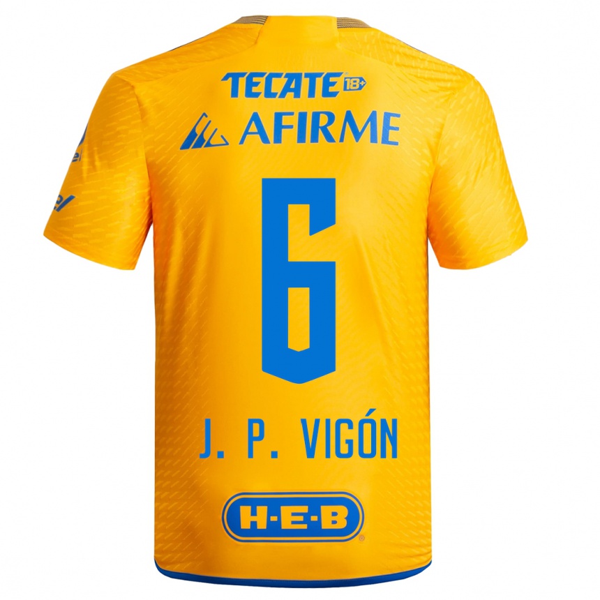 Kinder Fußball Juan Pablo Vigón #6 Gelb Heimtrikot Trikot 2023/24 T-Shirt Luxemburg
