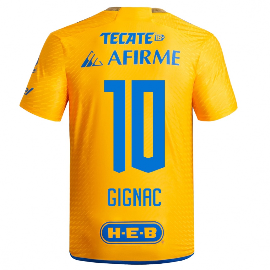 Kinder Fußball André-Pierre Gignac #10 Gelb Heimtrikot Trikot 2023/24 T-Shirt Luxemburg