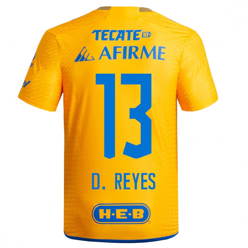 Kinder Fußball Diego Reyes #13 Gelb Heimtrikot Trikot 2023/24 T-Shirt Luxemburg