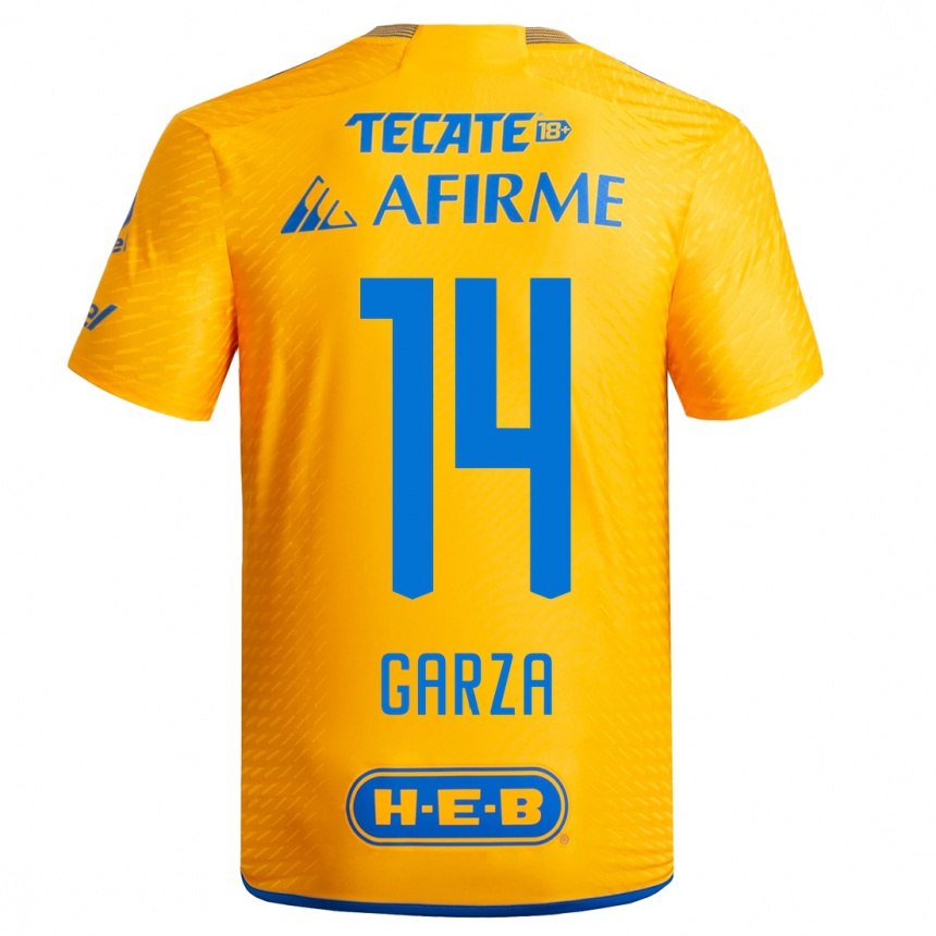 Kinder Fußball Jesús Garza #14 Gelb Heimtrikot Trikot 2023/24 T-Shirt Luxemburg