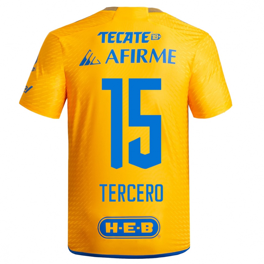 Kinder Fußball Eduardo Tercero #15 Gelb Heimtrikot Trikot 2023/24 T-Shirt Luxemburg
