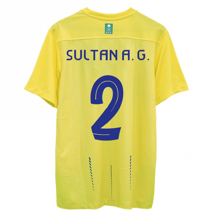 Kinder Fußball Sultan Al-Ghannam #2 Gelb Heimtrikot Trikot 2023/24 T-Shirt Luxemburg