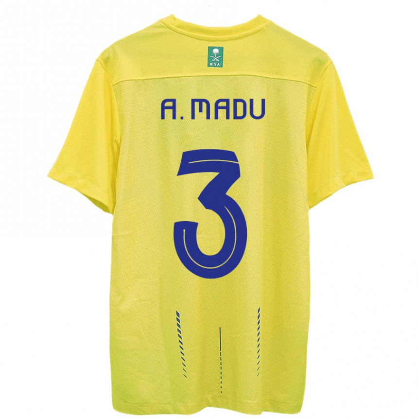 Kinder Fußball Abdullah Madu #3 Gelb Heimtrikot Trikot 2023/24 T-Shirt Luxemburg