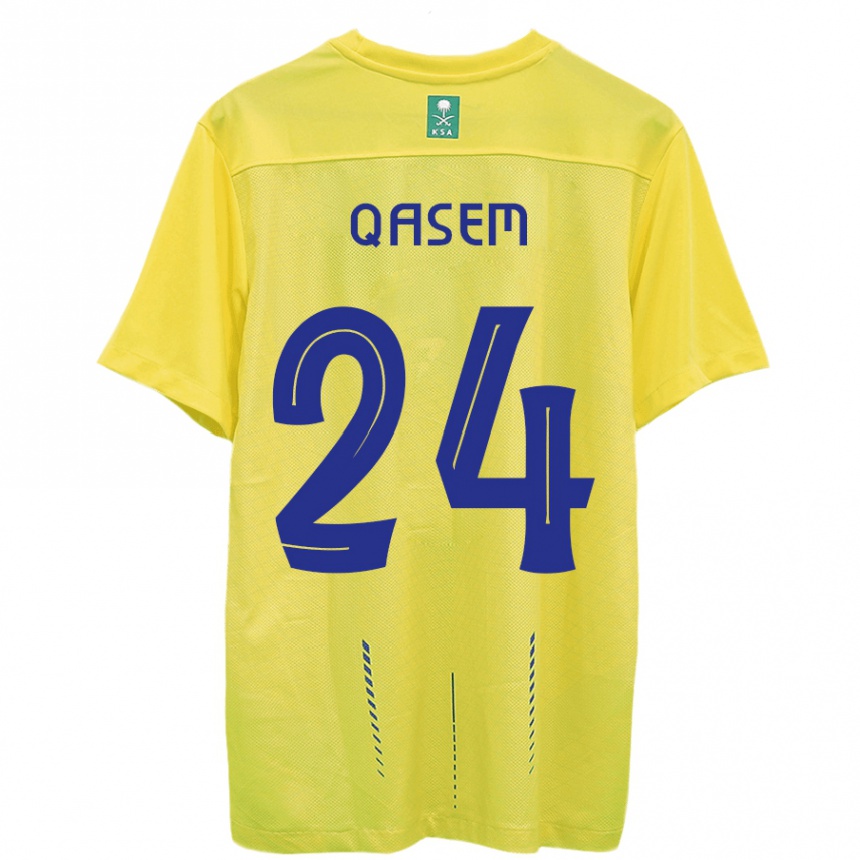 Kinder Fußball Mohammed Qasem #24 Gelb Heimtrikot Trikot 2023/24 T-Shirt Luxemburg