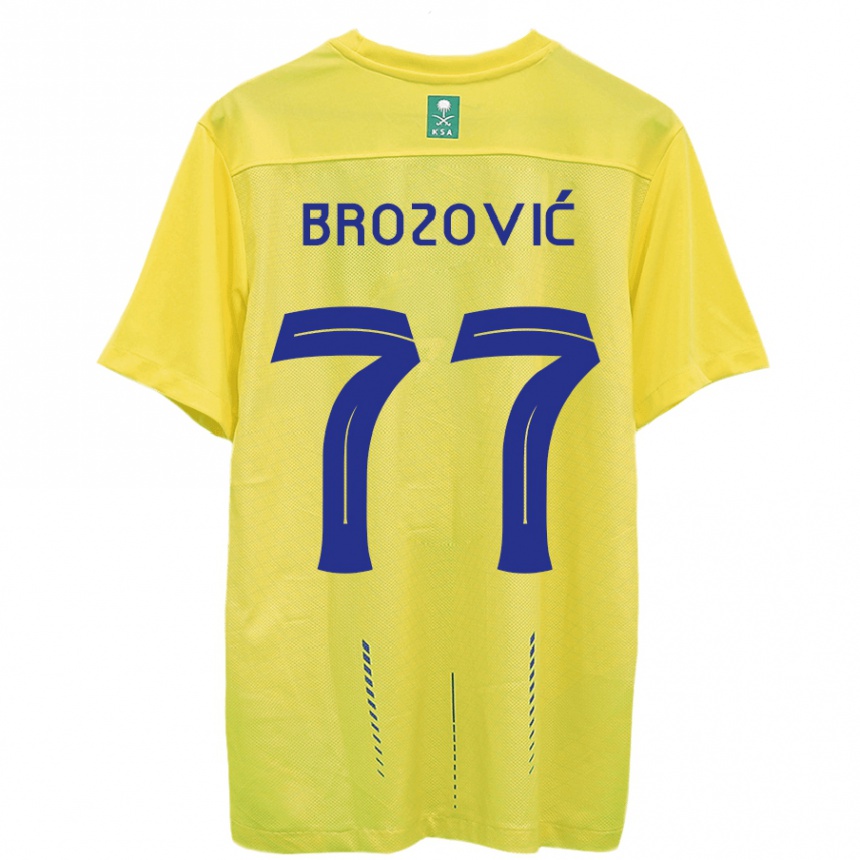 Kinder Fußball Marcelo Brozovic #77 Gelb Heimtrikot Trikot 2023/24 T-Shirt Luxemburg