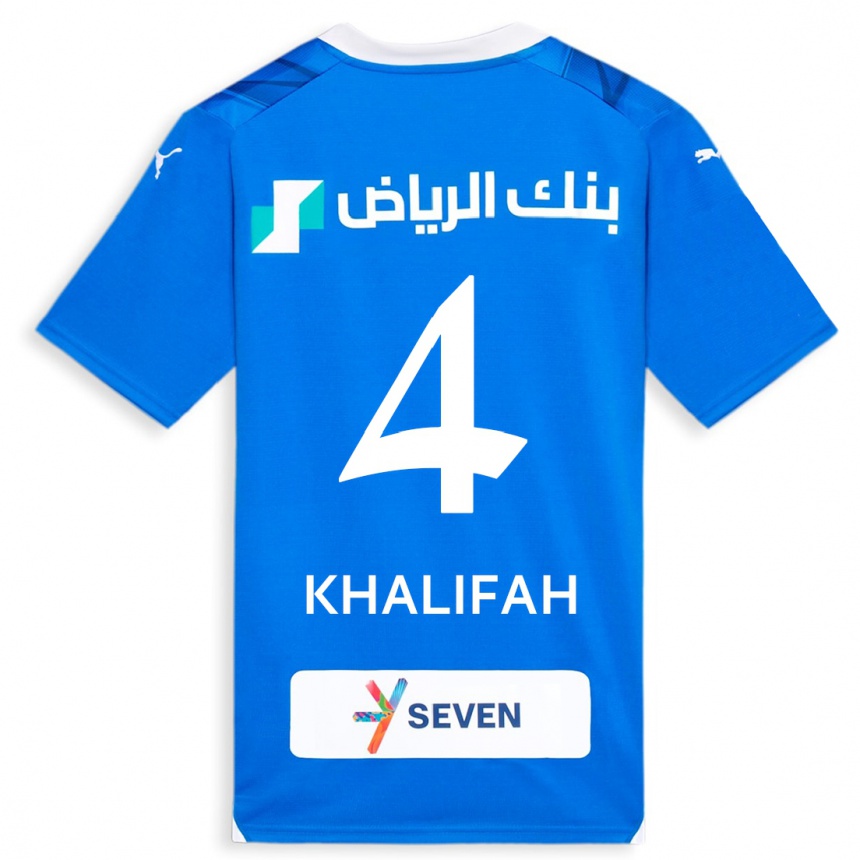 Kinder Fußball Khalifah Al-Dawsari #4 Blau Heimtrikot Trikot 2023/24 T-Shirt Luxemburg