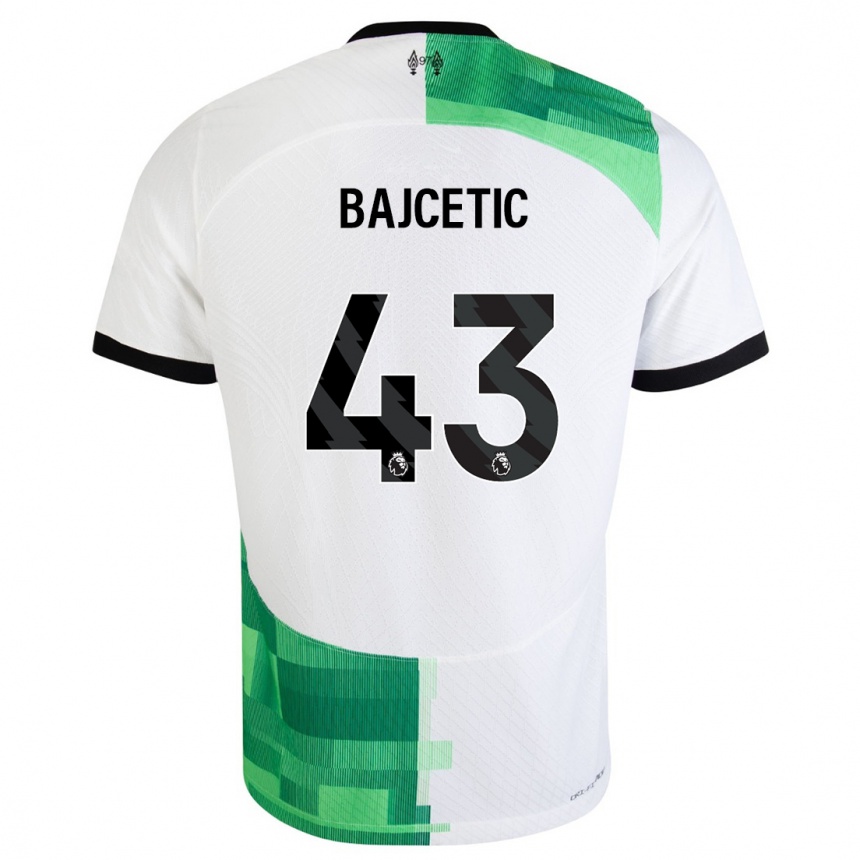 Kinder Fußball Stefan Bajcetic #43 Weiß Grün Auswärtstrikot Trikot 2023/24 T-Shirt Luxemburg