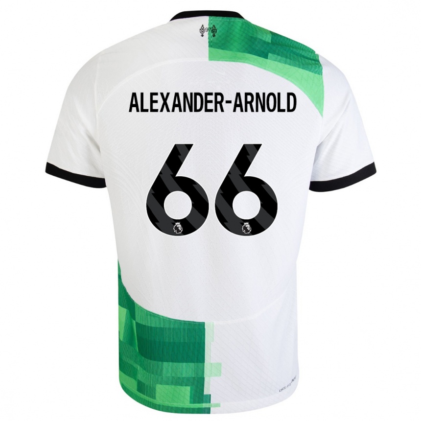 Kinder Fußball Trent Alexander-Arnold #66 Weiß Grün Auswärtstrikot Trikot 2023/24 T-Shirt Luxemburg