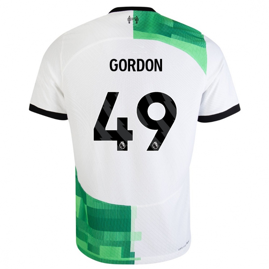 Kinder Fußball Kaide Gordon #49 Weiß Grün Auswärtstrikot Trikot 2023/24 T-Shirt Luxemburg