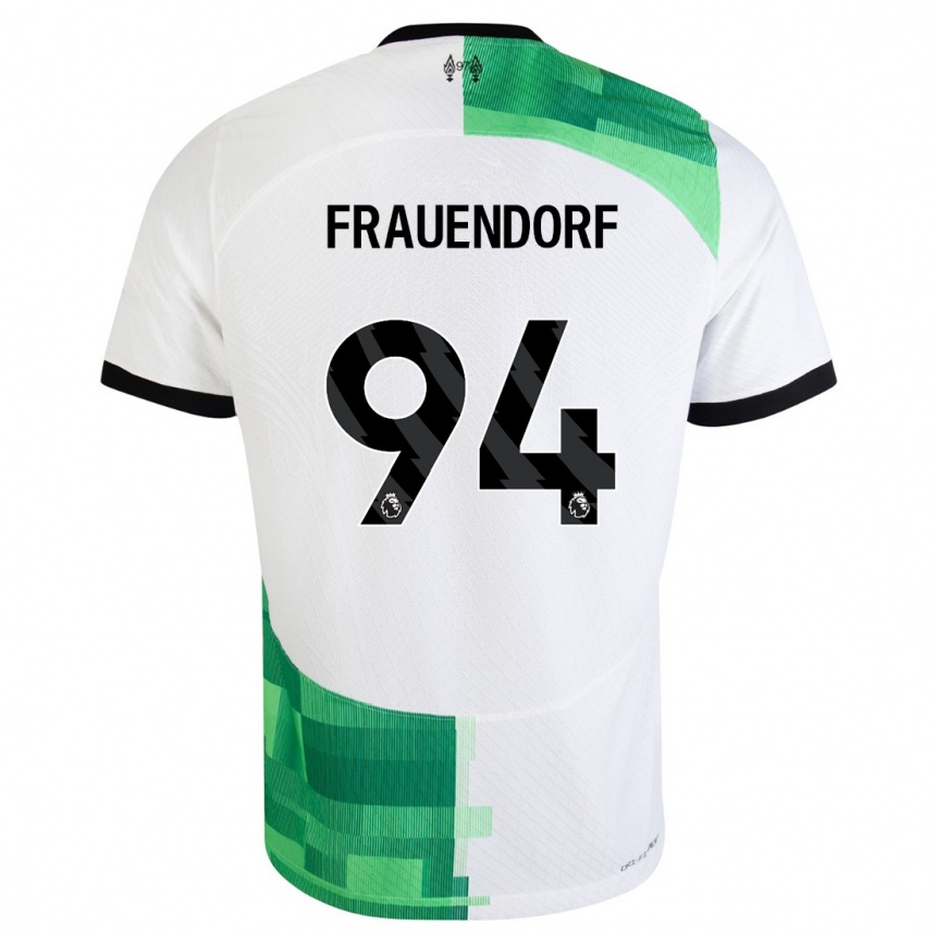 Kinder Fußball Melkamu Frauendorf #94 Weiß Grün Auswärtstrikot Trikot 2023/24 T-Shirt Luxemburg